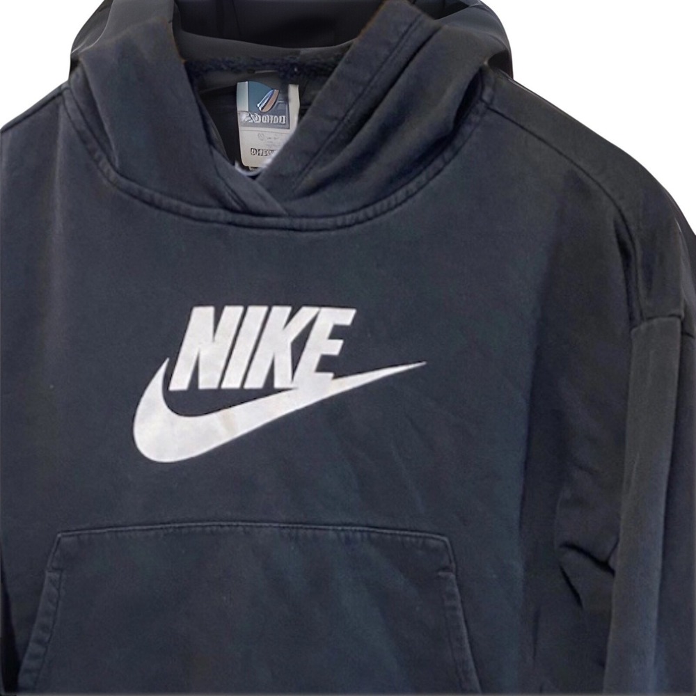Nike Hoodie Youth Large Black Futura Logo Fleece Pullover Sweatshirt Swoosh